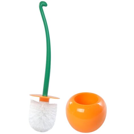 Brosse WC créative avec support et long manche, outil de nettoyage pour salle de bain - Orange