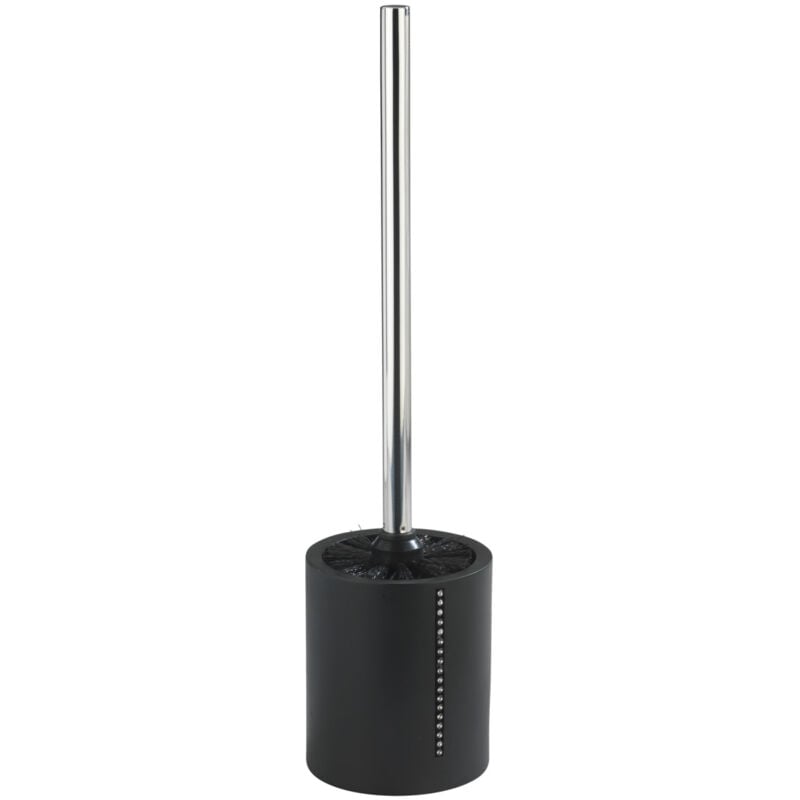 Wenko - Brosse wc Diamond avec strass, brosse wc noire, Polyrésine, ø 10x37 cm, noir