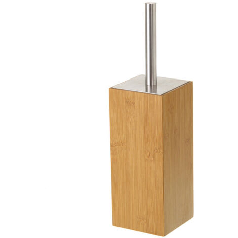 Brosse WC en Bambou, Inox et Brosse Noire Carré