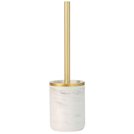 Brosse WC en résine effet marbre blanc et doré