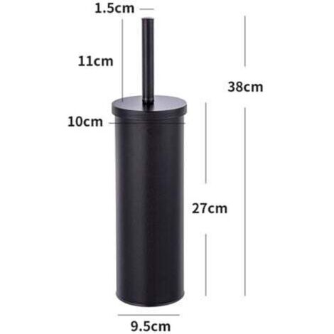 Brosse WC fermée, porte brosse WC au design fermé avec brosse WC noire et tête de brosse WC remplaçable de Ø 9,5 cm, Acier,