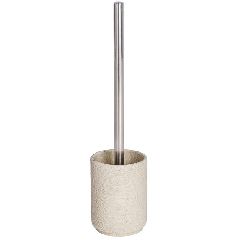 WENKO Brosse WC Goa Neo, brosse WC silicone, brosse WC noire, Polyrésine aspect pierre naturelle, Ø 9x37 cm, Beige