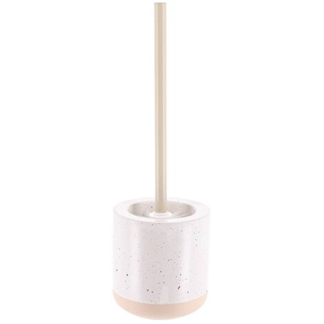 Brosse wc gres mouchete et base brute mat - blanc beige - Tendance