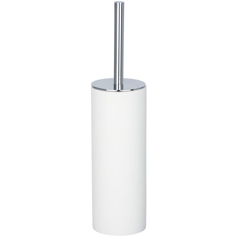 Brosse wc Ida, Brosse wc silicone noire, design fermé, polyrésine, ø 9x37,5 cm, blanc - Wenko