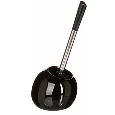 Brosse WC inox avec support en céramique - Noir - SILUMEN