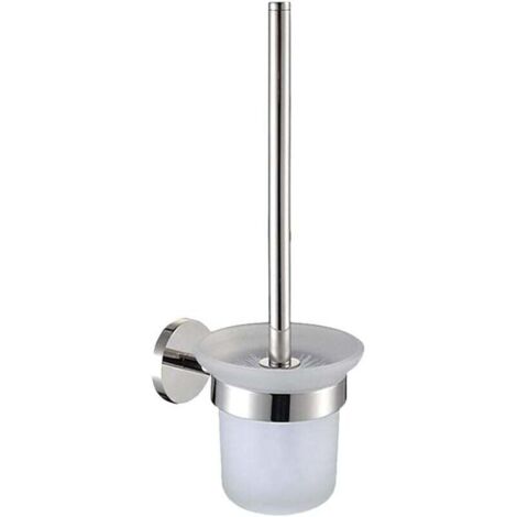 Brosse WC Mural Support Poignée Acier Inoxydable Bol Verre Trempé Auto Adhésif