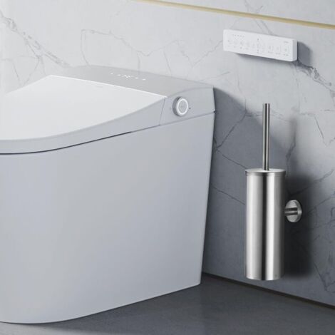 Brosse WC murale avec support pour salle de bain en acier inoxydable et nickel brossé