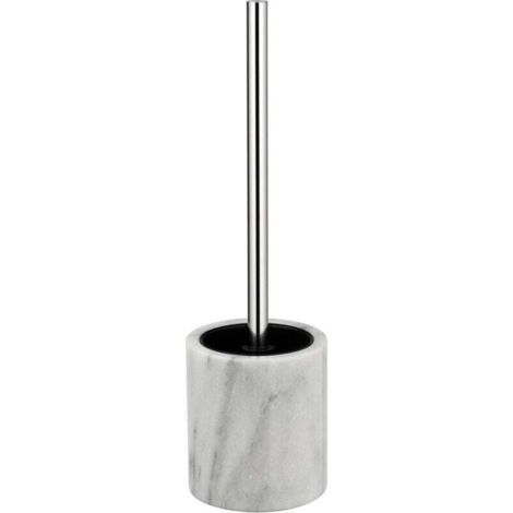 Brosse WC Onyx, brosse WC noire et manche chromé, Marbre, Ø10x41 cm, Gris