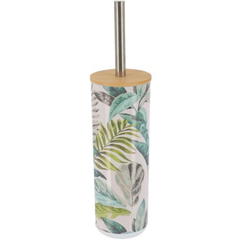 Brosse wc ps imprimee avec couvercle bambou - jardin d hiver - Tendance