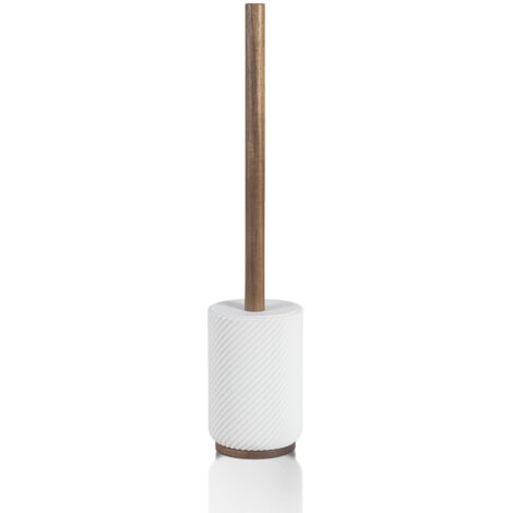 Brosse WC - Résine blanche et bois - ASCOLI