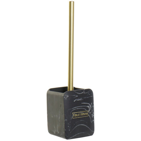 Brosse WC résine effet marbre noir 9.5x9.5x37cm