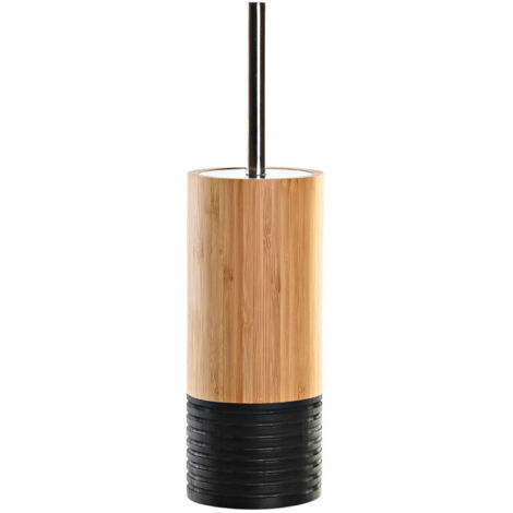 Brosse WC ronde bambou et noir 10x10x36.8cm