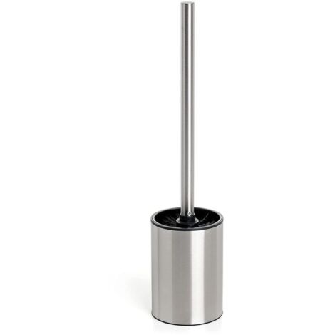 Brosse WC Satin, Faite d'acier Inoxydable, Seau intérieur en polypropylène, Brosse Noire, sans BPA, Métallisé. Mesures 9 x13x 38 cm