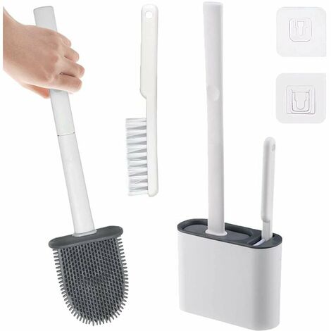 Relaxdays Brosse WC Silicone, antibactérien, hyg…