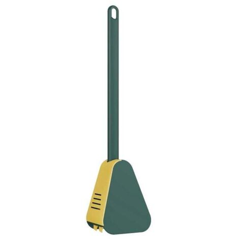 Brosse WC Silicone Long Manche Support Poils Doux Évite Angles Morts Vert