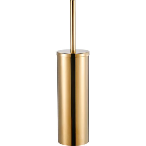 Brosse WC sur pied, or brossé, acier