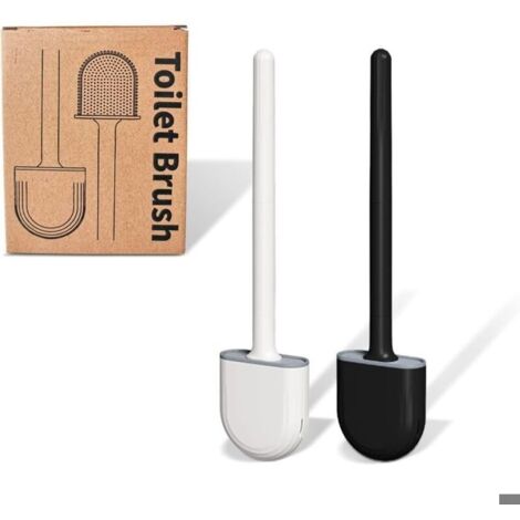 Brosse WC Toilette Silicone Plate Paquet de 2, Balai WC et Supports, Brosse Balayette Wc Suspendu, Séchage Rapide Kit de Brosse