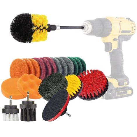Brosses de nettoyage pour perceuses et visseuses + tampons 22 pièces AMIO-02594