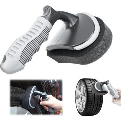 Brosses de Polissage pour Pneus de Voiture,Réutilisable Brosse Nettoyage Pneus de Voiture avec Poignée Antidérapante Incurvée Brosse