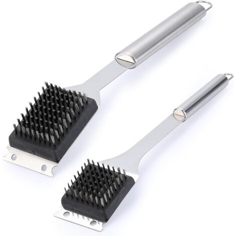 Brosses et grattoirs à barbecue en fil de fer de 16,5 pouces et 14 pouces, adaptés aux barbecues en extérieur.