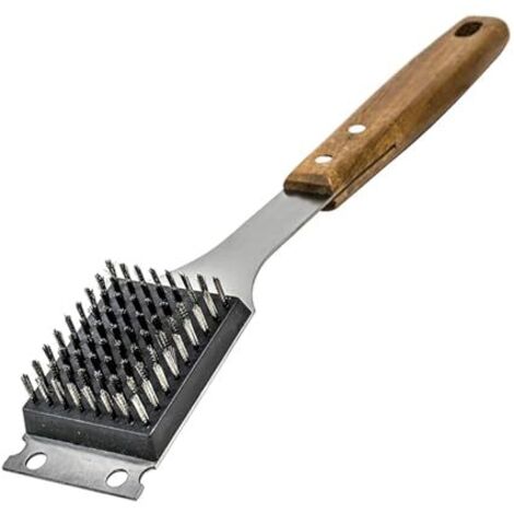Brosses et grattoirs pour barbecue — brosses pour barbecue d'extérieur avec manches en bois allongés et têtes de brosse remplaçables en acier inoxydable — convenant à tous les types de barbecue.