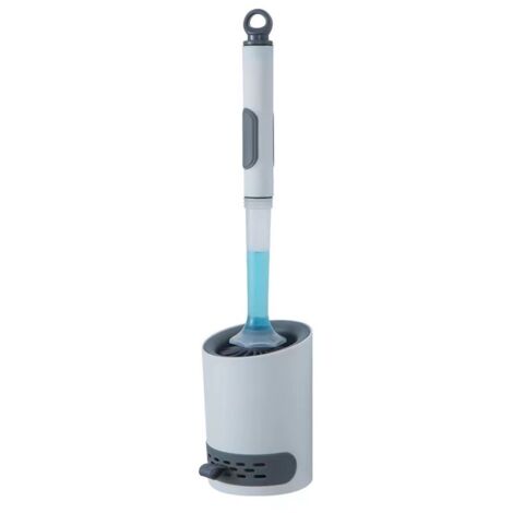 Brosses et Supports en Silicone, Brosse de Nettoyage de Toilettes avec Support à séchage Rapide et poignée antidérapante pour Salle de Bain, 1 pièce, Blanc