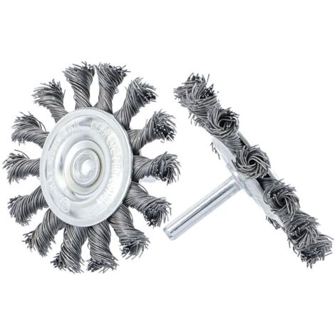 Brosses metalliques circulaires 75 mm fils torsades pour perceuse 2pc