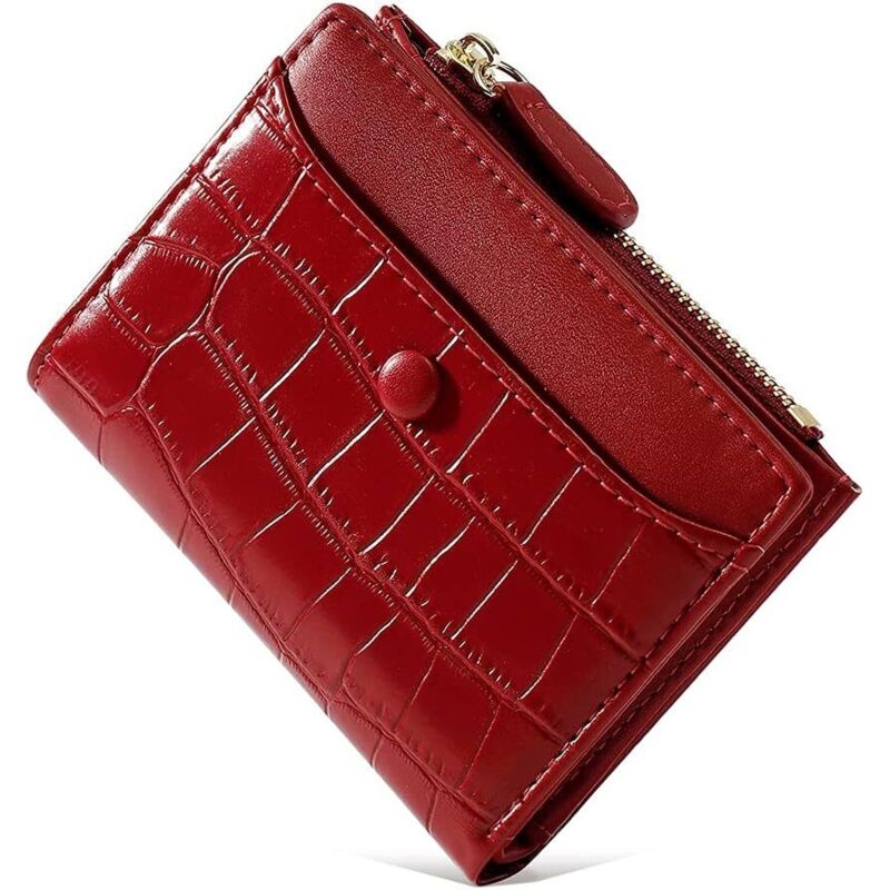 Petits porte-monnaie pour femmes mode motif pierre filles portefeuille mince et léger porte-cartes organisateur (rouge),