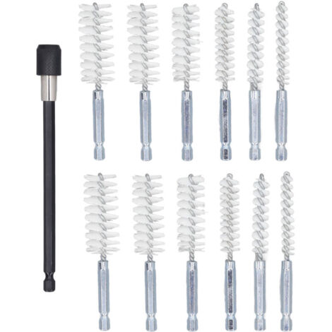 Brosses Trouées, Brosse Trouée en Fil d'acier Inoxydable, Longueur 4 Pouces, Diamètre 6, Tige Hexagonale 1/4 pour Usage Domestique (Nylon (Blanc)).