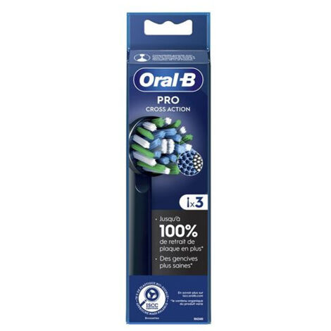 Brossettes pour brosse a dents Oral-B Pro Cross Action Noire - 3 unités