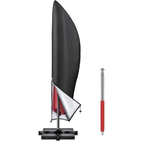 BROSYDA Custodia protettiva per ombrellone con asta, copertura Banana Cantilever, con chiusura lampo, impermeabile, traspirante, tessuto Oxford nero, per ombrellone esterno, 265 x 40/70/50 cm