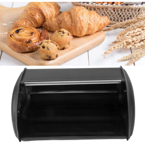 Brotaufbewahrungsbox – Spiegel-Eisen-Esstisch – Schwarz – 34,5 x 23 x 14,5 cm