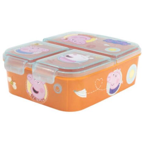 Brotdose für Kinder mit 3 Fächer Peppa Pig Lunchbox in Orange Frühstücksbox