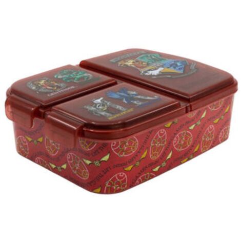 Brotdose mit 3 Fächer Harry Potter Lunchbox in Rot Frühstücksbox für Kinder