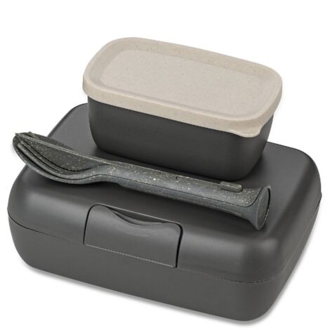 Brotdose mit Trennwand CANDY READY + Besteck-Set, 4-teilig, KOZIOL