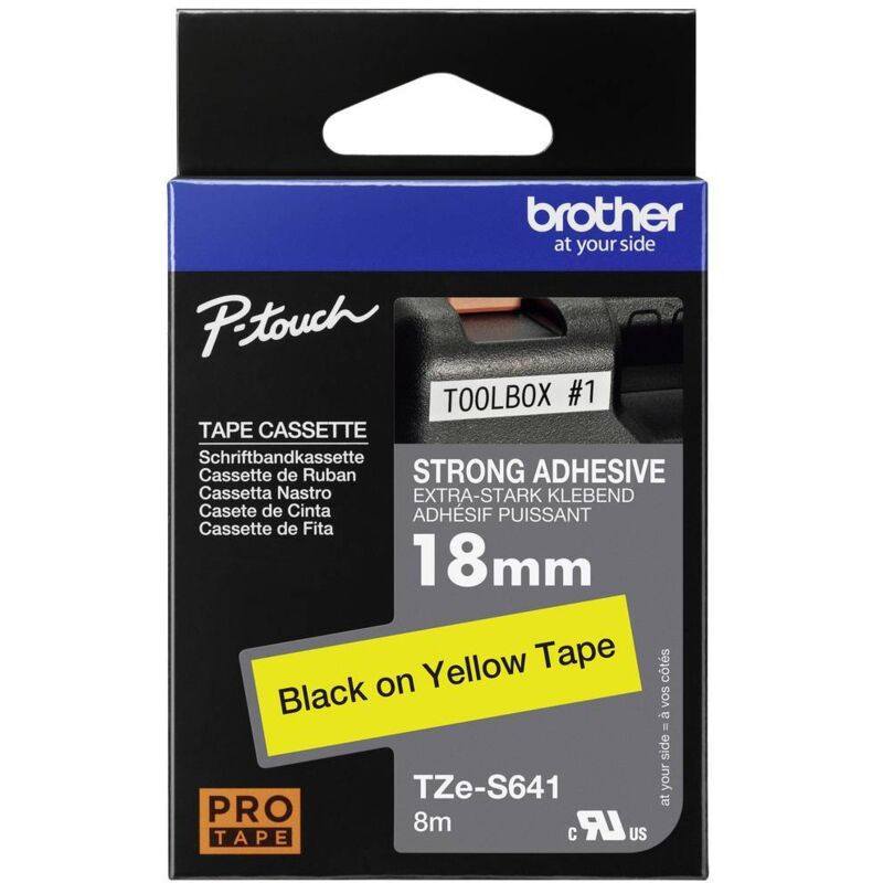 Ruban d'étiquetage à adhérence extra-forte Brother TZe, tz TZe-S641 Couleur de ruban: jaune Couleur de police:noir 18 m
