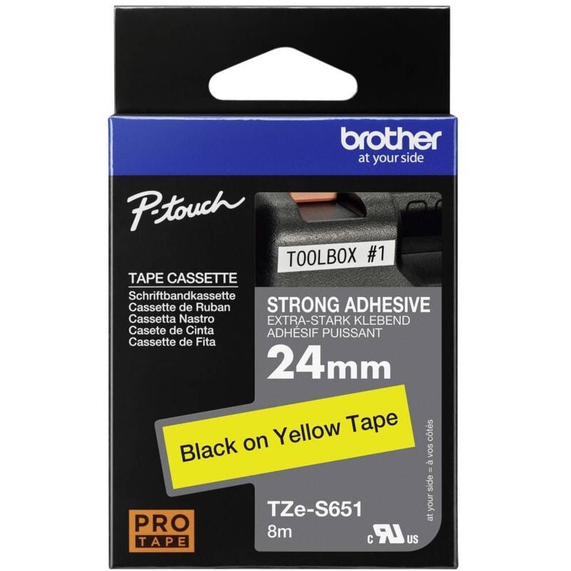 Ruban d'étiquetage à adhérence extra-forte Brother TZe, tz TZe-S651 Couleur de ruban: jaune Couleur de police:noir 24 m