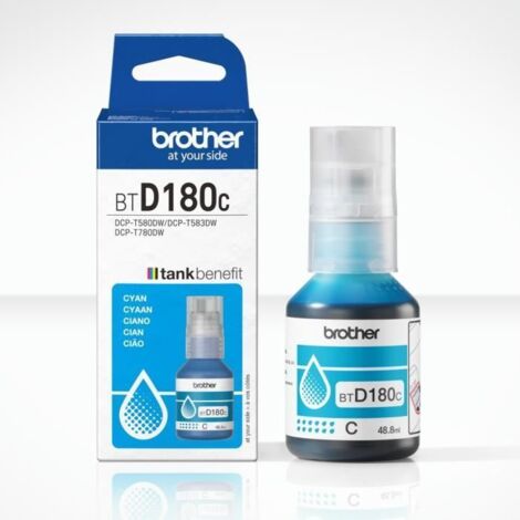BROTHER Bidon d'encre BTD180 couleurs séparées pour imprimante à réservoir d'encre - cyan