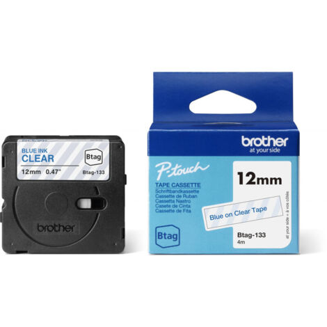 brother BROTHER 12MM Blue on Transparent BTAG133 Tape