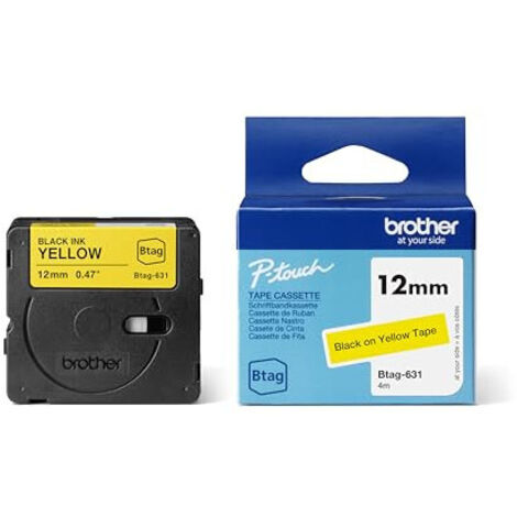 brother BROTHER 12MM BTAG631 Ribbon Black on Yellow