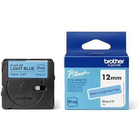 brother BROTHER 12MM BTAGL31 Ribbon Black on Light Blue