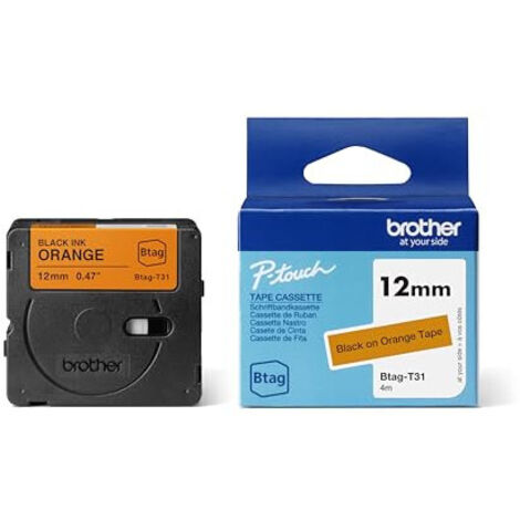 brother BROTHER 12MM BTAGT31 Ribbon Black on Orange