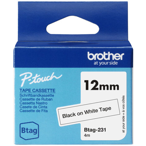 Brother BTAG-231 nastro per stampante de etichette Nero su bianco bianco