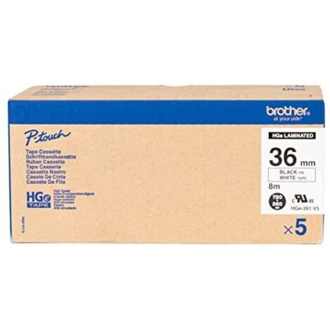Brother cinta alta calidad 8m blanco/negro (pack 5ud) 36mm
