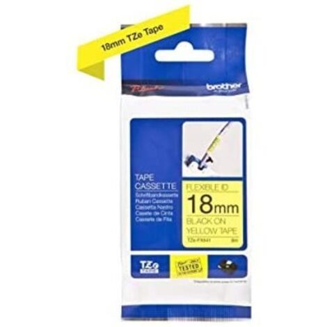 BROTHER Cinta laminada Amarillo / negro (Flexibles) 18mm