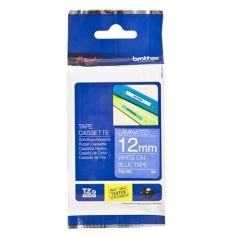 BROTHER Cinta laminada azul/blanco 12mm
