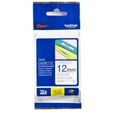 BROTHER Cinta laminada blanco/azul 12mm
