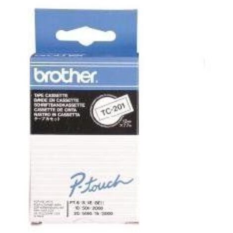BROTHER Cinta laminada blanco/negro 12mm