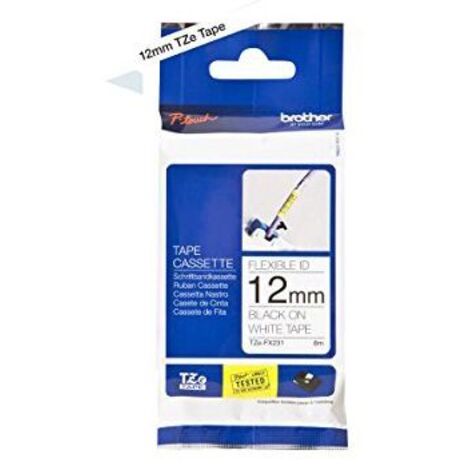 BROTHER Cinta laminada Blanco / negro (Flexibles) 12mm