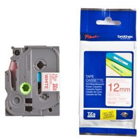 BROTHER Cinta laminada blanco/rojo 12mm